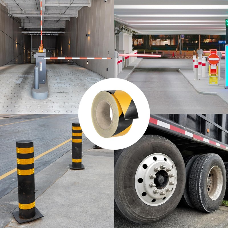 PATIKIL 反射テープ 1ロール150フィート×2" 防水粘着性 高い視認性注意警告安全テープリフレクター トラック トレーラー 車用 イエロー 黒