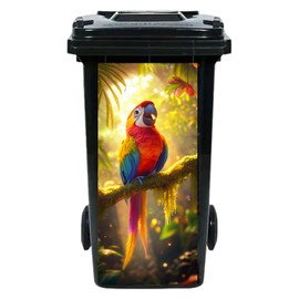 Nuxovilar Vibrant Jungle Parrot Garbage Pail Stickers PVC 14.57x32.28 Inches - Trash Can Sticker, Garbage Can Stickers for Sunny Decor, Bird Lovers, Indoor Garden