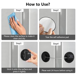 Fridge Lock Refrigerator Lock- Child Safety Cabinet Locks for Refrigerator, Freezer, Drawers & Cabinets - No Key Combination Lock, Adjustable & Reusable for Kids, Adults, Pets (Black 4Pack)