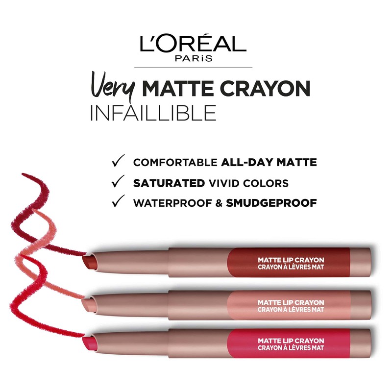L'Oréal Paris Infaillible Matte Lip Crayon 104 Très Sweet, 1