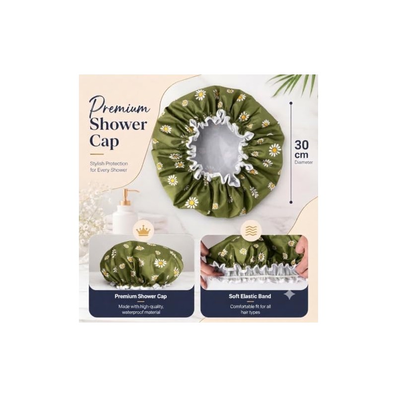SARG Premium Double Layer Shower Cap for Women with Cool