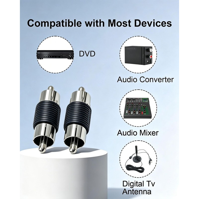 SEYUGOPTI 2 Pack Gold Plated RCA Male to Male Barrel