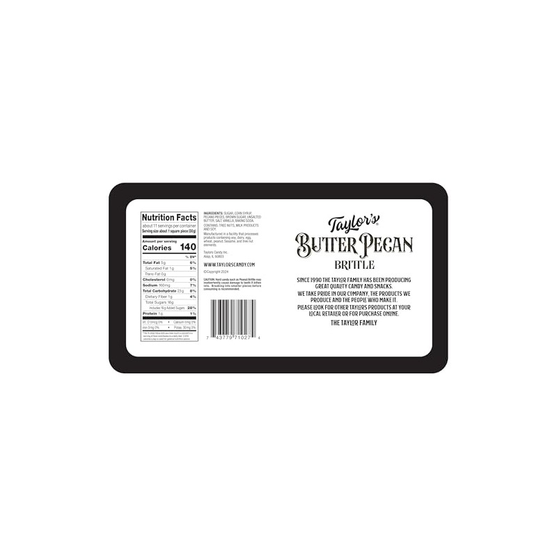 Handmade Butter Pecan Brittle Embossed Tin 2 / 11oz tins