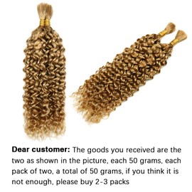 Wtater Wave Human Braiding Hair 100g Two Bundles/Pack Bulk Human Hair for Braiding No Weft Micro Human Hair Braiding Hair Wet and Wave for Boho Braids (24 inch, Water Wave #27)