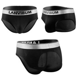 LANVIBUM Men's Briefs Underwear Nylon Mesh fabric with 3D Pouch Breathable Quick-Dry Briefs for Men (US, Alpha, X-Large, Regular, Regular, Black,Blue,Purple)