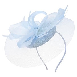 FRCOLOR Fascinator Hat Cocktail Tea Party Headwear Mesh Ribbons Headband Sky-blue