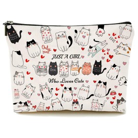 Durfk Birthday Gifts for Teenage Girls, Cat Makeup Bags, Cat Lover Gifts for Girls Women, Cute Cosmetic Bag Cat Gifts for Cat Lovers Christmas Gifts for Her, Sister, Daughter, Women