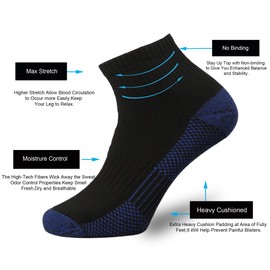 Ortis Cotton Moisture Wicking Mesh Ventilating Performance Running Cushion Low Cut Socks for Men 10 Pack