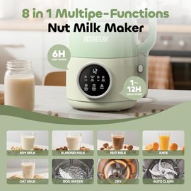 Nut Milk Maker Machine, Soy Milk & Oat Milk Maker with 8 Presets, High-Speed Blender, Auto-Clean, Delay Start, 33oz Almond Milk Maker for Plant-Based 