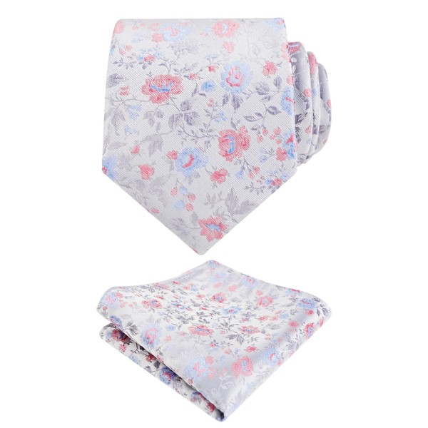 Alizeal Mens 3.15inches Light Color Rustic Tie with Flower Printed