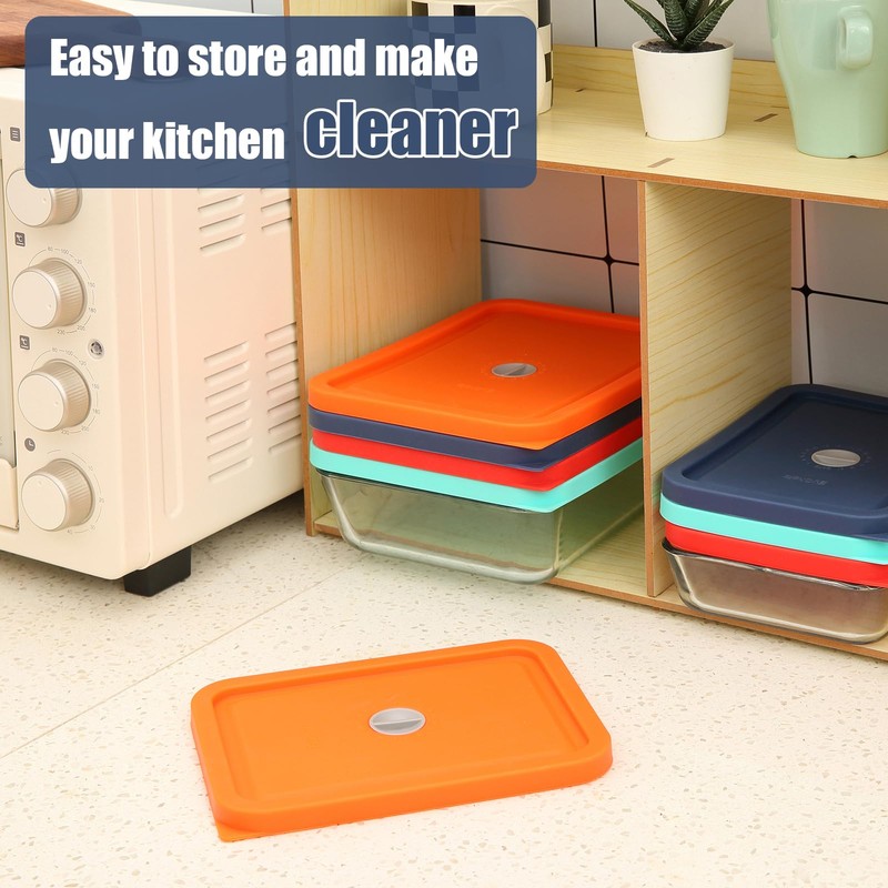 Replacement Lids for Pyrex 7210-PC 3 Cup Rectangle, Silicone Storage