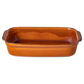 Casafina Ceramic 13" x 8.8" Rectangular Baker - Poterie Collection, Caramel | Oven & Dishwasher Safe Bakeware | Food Safe Glazing | Restaurant Quality Dinnerware