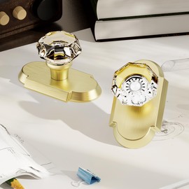 2 Pack Crystal Glass Dummy Door Knobs Interior Gold Half Dummy Door Knobs
