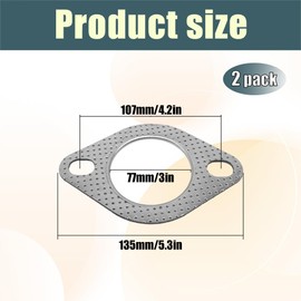 Kutyun 2PCS Car Exhaust Gasket, Ultra Seal 2-Bolt 3-Inch Exhaust Flange Gasket Standard Exhaust Gaskets, High Temp Exhaust Flange Gaskets Car Accessories (3IN)
