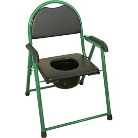 Medstar Infinity - Silla Cómodo con Asiento Acojinado para Baño. Descansa Brazos de plástico con Recubrimiento Antibacterial. Incluye Cubo de plástico con Tapa (Verde-Negro, Adulto)
