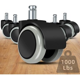 Office Chair Caster Wheels Replacement(Set of 5) for Hardwood Floors and Carpet- Heavy Duty Caster Support up to 1000bls, Office Rubber Chair Wheels,2 inch,Universal Size (Grey)