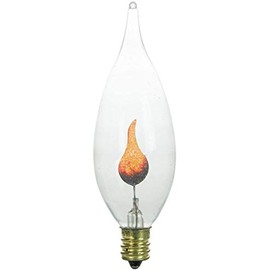EFP Flicker Flame Clear Tip Light Bulbs | CA-8 E12 Candelabra Base C7 4" Length 3 Watt, 130 Volt, 10 Lumens - Includes 3 Bulbs