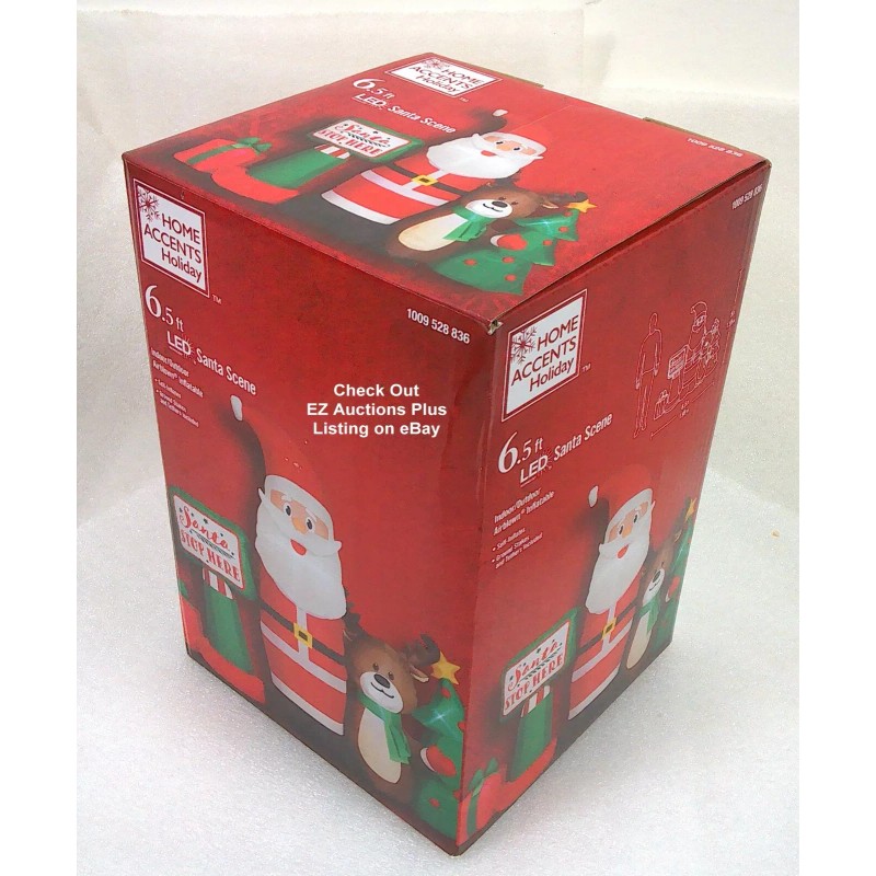 HOME ACCENTS 6.5 FT LED SANTA REINDEER CHRISTMAS TREE SCENE