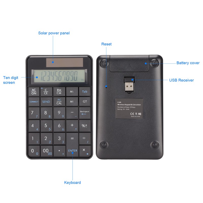 Calculator Number Pad Calculator Function 29 Keys 2.4GHz Wireless USB