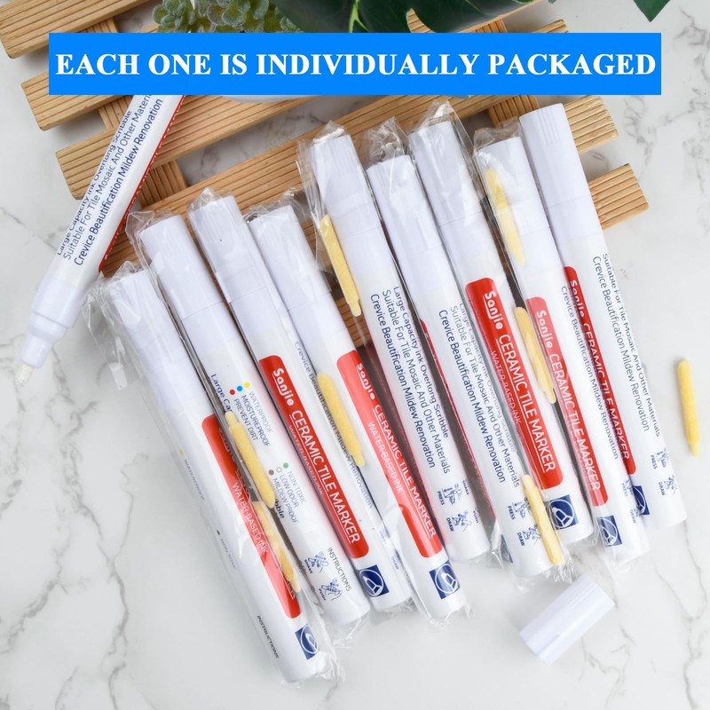 Emperoch 10 Pcs Tiles Grout Pens, White Grout Pen Repair