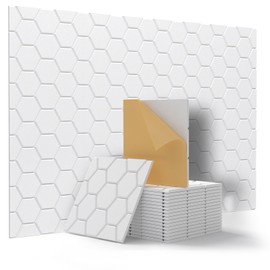 Kuchoow Soundproof Panel, Self-Adhesive Acoustic Wall Panel Highly Acoustic Wall Panel, 12" X 12" X 0.4" - Honeycomb(White, 12pcs)