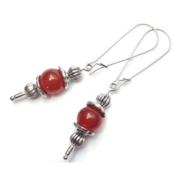Thurcolas - Vintage style earrings made of red carnelian on chic stainless steel brackets