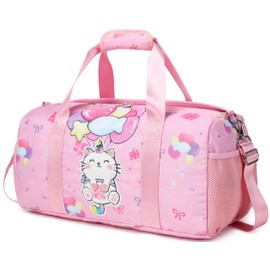 Gym Bag Sports Duffle Bag with Wet Pocket Weekender Overnight Bag with Waterproof Shoe Pouch and Air Hole for Girls Kids Women Travel Foldable Bag