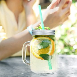 2Pcs Stainless Steel Jars Straw Lids with Sealing Design,Leak-Proof Canning Lids with Straw Holes for Home Use,Fits Regular Mouth Jars,86mm