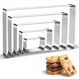 Rectangle Cookie Cutters Egg Biscuit for Kids DIY School Lunchbox Bento Box Fruit Vegetable Sandwich Cutters for Baking Party Christmas Holiday, Pack of 5