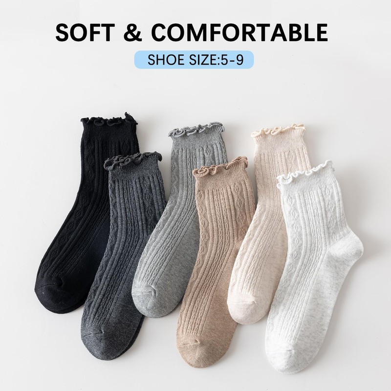 Mcool Mary Women's Ruffle Socks,Casual Ankle Breathable Cool Knit Cotton