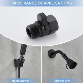 Angle Simple Shower Valve, Brass Water Flow Control Shut Off Valve for Hand Shower, RV Hose Flow Restrictor, Matte Black
