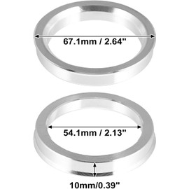 2pcs OD 67.1mm to ID 54.1mm Aluminium Alloy Car Hub Centric Rings Wheel Bore Center Spacer