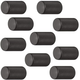 JUVA H10049 Aluminium Furniture Knobs, Black Cupboard Knobs, Vintage for Drawer, Furniture Handle, Matte Black, Design Knob, Cylindrical Diameter 17 mm, Pack of 10, Round Furniture Knobs with