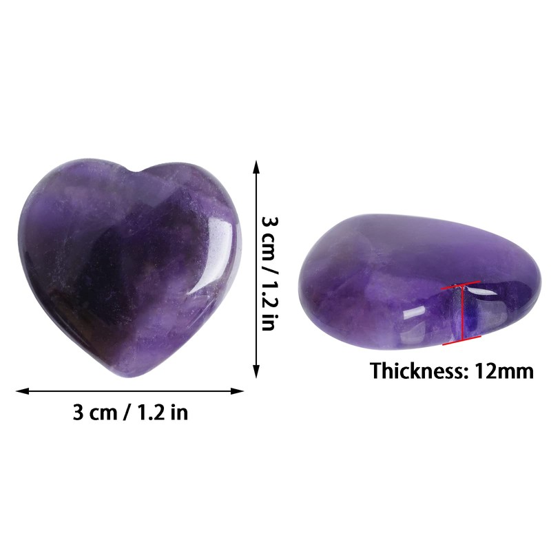 Marrywindix 4 Packs 1.2 Inches Healing Crystal Natural Amethyst Heart