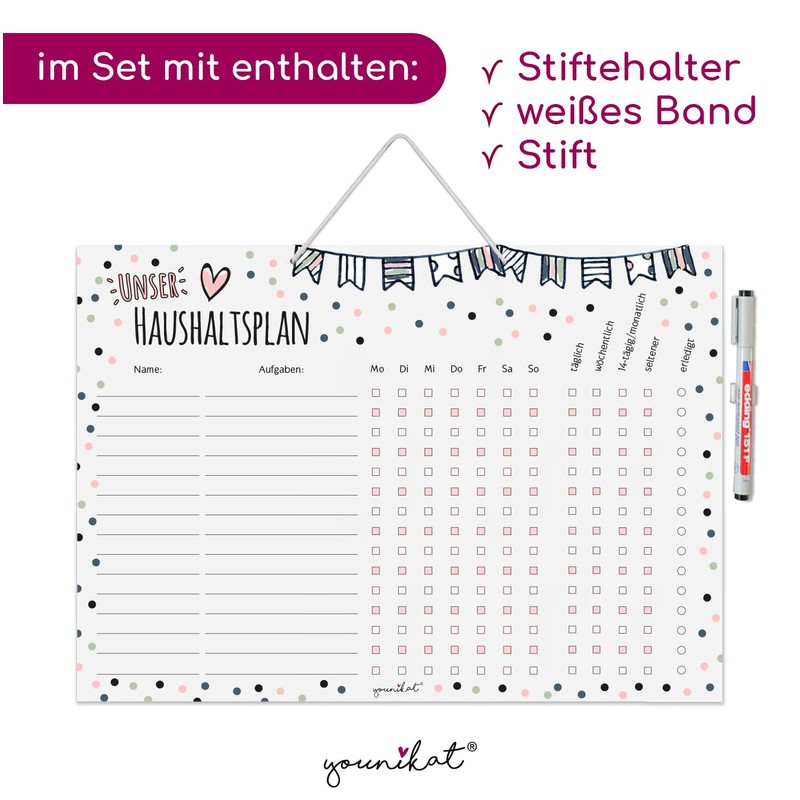 Household Plan for Hanging, Confetti Design, with Hanging, Pen Holder