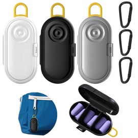 CNYMANY 3 pcs Earplug Cases, Mini Portable Earbud Case, Versatile Compartment Ear Plug Plastic Storage Holder Earplug Organizer Box for Camping Hiking - Yellow Hook