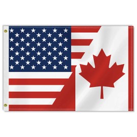 2×3 FT USA Canada Friendship Flag,Medium 60×90 CM America Canadian Outdoor Banner,100D American Decor,Doube Side Printing For Patio Garden With Brass Gromment