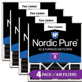 Nordic Pure 20x20x5 (19_11/16 x 20_11/16 x 4_15/16) Air Bear Replacement Pure Carbon Odor Reduction Merv 8 Air Filter 4 PK