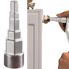 DILUSILK Radiator Key,Universal Radiator Spanner,Radiator Valve Spud Wrench,5-Stage Radiator Valve Key,Universal Step Wrench 1/2 Inch Square Socket Drive,for 1/2，3/8, 3/4, 1-1/4 Wrenches Tool
