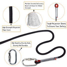 EMEKIAN 12 mm Black Indoor Outdoor Climbing Rope, 10 M (32 ft) Static Rock Climbing Rope for Escape Rope, Ice Climbing Equipment, Fire Safety Rescue Rope, with Non Slip Gloves