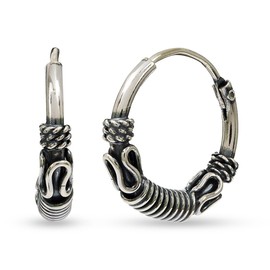 LeCalla Sterling Silver Jewelry SMALL Bali Endless Hoop Earrings for Cartilage Nose Lips Teen Women Men