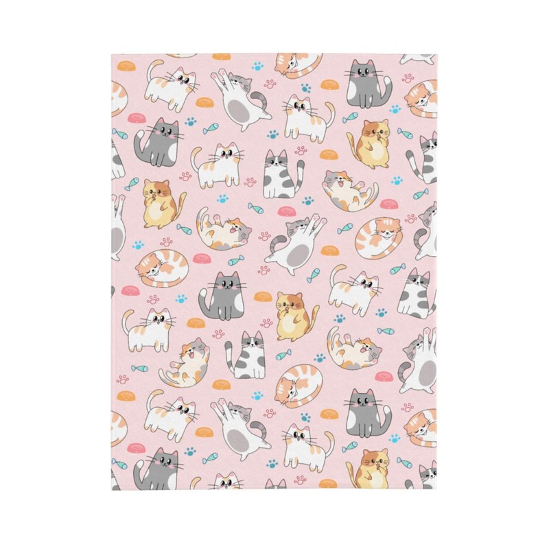 Pink Cat Blanket 50"x40" Cozy Fluffy Plush Blankets with Cats
