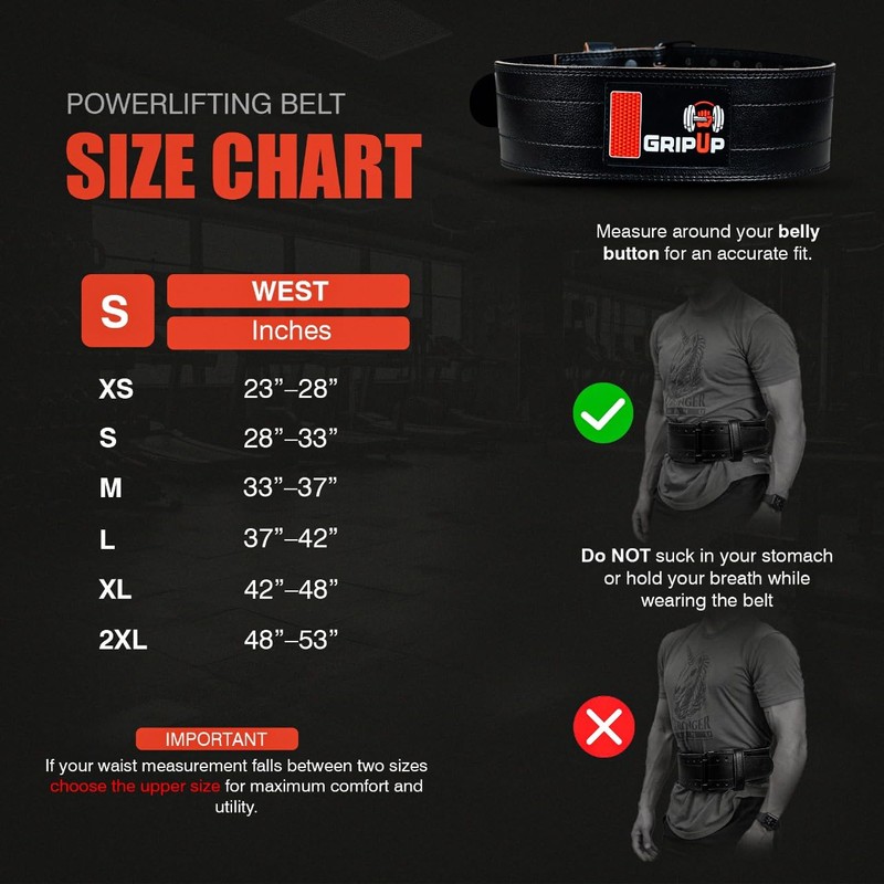 GripUp Weightlifting Belt for Men & Women Approved, 6mm Thick
