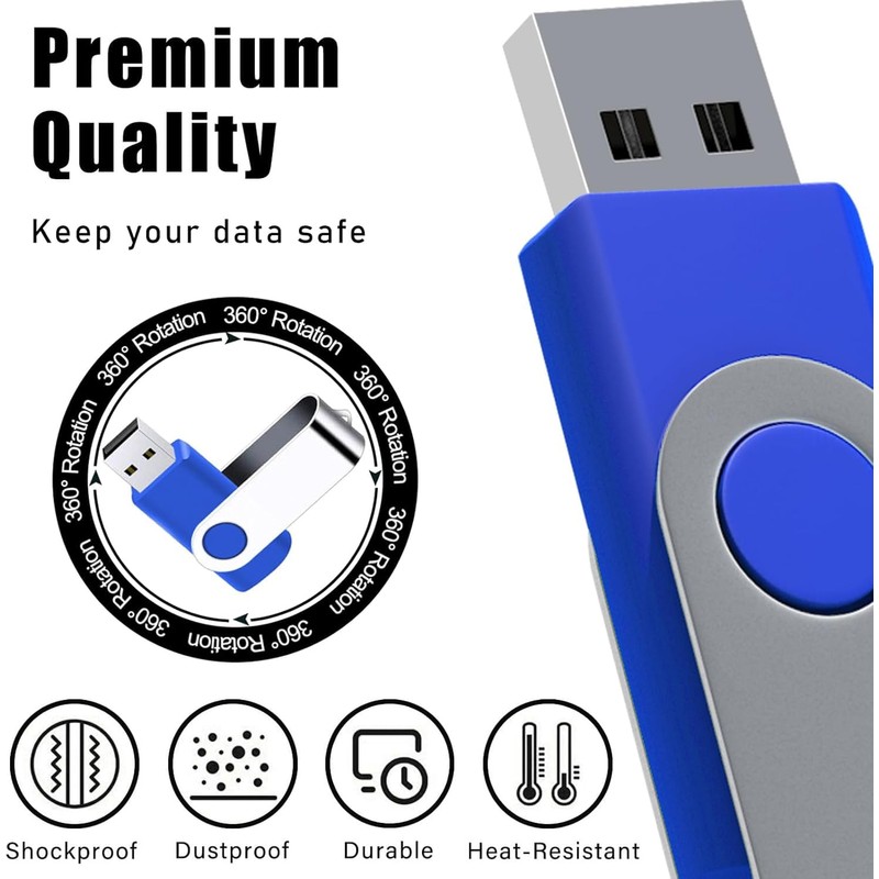 2Pack 8GB USB 2.0 Thumb Flash Drives Swivel Design Pen