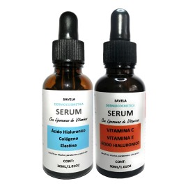 2 Serum Kit Vitamina C, Ácido Hialuronico, Colágeno, Elastin