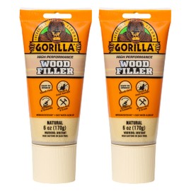 Gorilla All Purpose Wood Filler, 6oz Tube, Natural (Pack of 2)