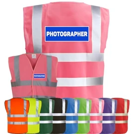 Corporate Togs PHOTOGRAPHER Printed Waistcoat - Hi-Vis Safety Vest, 2 Band & brace Hi-Vis Strips, Fastening Waistcoat | Personal Protective Equipment & Safety Wear