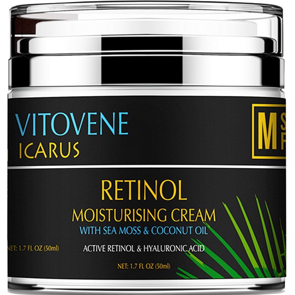 ADVANCED RETINOL and Hyaluronic Acid Silk Moisturiser | Caribbean SEA MOSS & COCONUT OIL | Anti Ageing | Face/Neck/Eye Area | LUXURIOUS Moisturising Vegan Cream