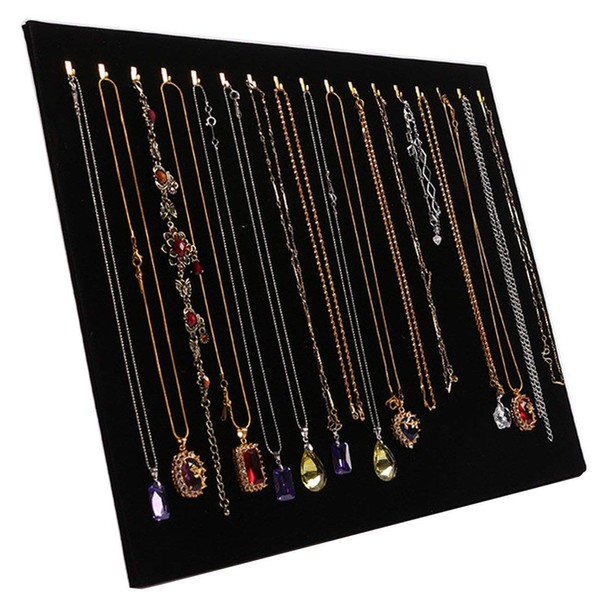 Jashem 17 Hooks Necklace Display Jewelry Tray Organizer Pad Showcase