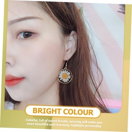 Baluue Unique Dried Sunflower Earrings Natural Flower Earrings Jewelry for Women Real Pressed Flower Charm